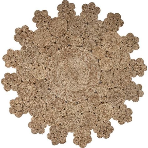 Lr Home LR Home NATUR12043NAT60RD 6 ft. Dazzling Concentric Boutique Jute Round Rug; Snowflake Beige NATUR12043NAT60RD